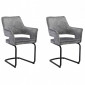 Lot de 2 chaises tissu gris clair et piétement en métal noir - RIO|Chaise|Meuble et moi