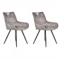 Lot 2 chaises capitonnées velours gris et pieds métal noir - BRANDY 2|Chaise|Meuble et moi