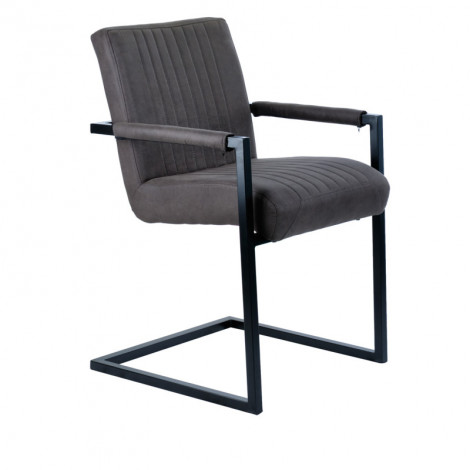 Chaise en microfibre gris anthracite et pieds luge métal noir - GIGI|Chaise|Meuble et moi