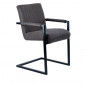 Chaise en microfibre gris anthracite et pieds luge métal noir - GIGI|Chaise|Meuble et moi