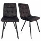 Lot de 2 chaises en velours anthracite et piètement métal noir - NAMI|Chaise|Meuble et moi