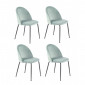 Lot 4 chaises vertes en velours et pieds métal noir - FARA|Chaise|Meuble et moi