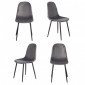 Lot de 4 chaises en velours gris foncé et pieds métal noir - BIBA|Chaise|Meuble et moi
