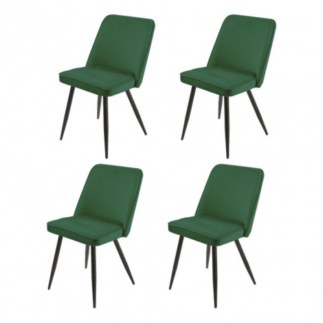 Lot de 4 chaises en velours vert avec piètement en métal noir – TELLY|Chaise|Meuble et moi