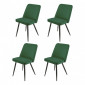 Lot de 4 chaises en velours vert avec piètement en métal noir – TELLY|Chaise|Meuble et moi