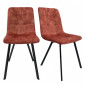 Lot de 2 chaises en velours rouge et piètement métal noir - NAMI|Chaise|Meuble et moi