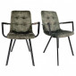 Lot 2 fauteuils en velours vert foncé et piètement métal noir - NAMI|Chaise|Meuble et moi