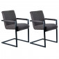 Lot 2 chaises en microfibre gris anthracite et pieds luge métal - GIGI|Chaise|Meuble et moi