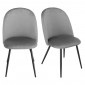 Lot 2 chaises capitonnées en velours gris avec pieds métal - FARY|Chaise|Meuble et moi
