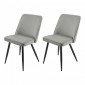 Lot de 2 chaises en velours gris clair piètement en métal noir – TELLY|Chaise|Meuble et moi