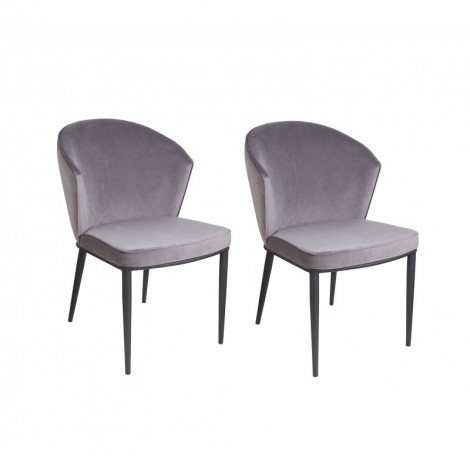 lot de 2 chaises velours gris - Lucy|Chaise|Meuble et moi