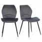 Lot de 2 chaises en velours gris foncé avec pieds métal noir - EMILIO|Chaise|Meuble et moi