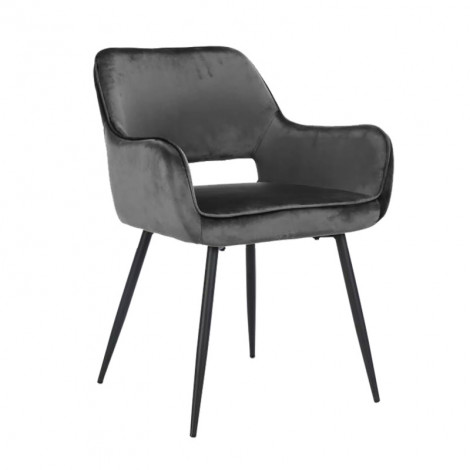 Chaise en velours gris anthracite avec dossier capitonné - ARON|Chaise|Meuble et moi