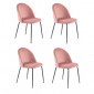 Lot 4 chaises roses en velours et pieds métal noir - FARA|Chaise|Meuble et moi