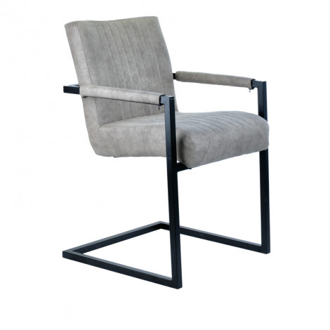 Chaise avec accoudoirs en microfibre gris clair et pieds luge - GIGI|Chaise|Meuble et moi