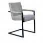 Chaise avec accoudoirs en microfibre gris clair et pieds luge - GIGI|Chaise|Meuble et moi