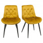 Lot de 2 chaises capitonnées velours jaune et pieds métal noir - STAN|Chaise|Meuble et moi