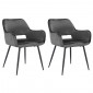 Lot de 2 chaises en velours gris anthracite dossier capitonné - ARON|Chaise|Meuble et moi