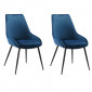 Lot de 2 chaises en velours bleu marine pieds métal noir - JAZZY|Chaise|Meuble et moi