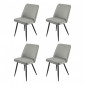 Lot de 4 chaises en velours gris clair piètement en métal noir – TELLY|Chaise|Meuble et moi