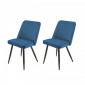 Lot de 2 chaises en velours bleu avec piètement en métal noir – TELLY|Chaise|Meuble et moi