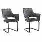 Lot de 2 chaises tissu gris foncé et piétement en métal noir - RIO|Chaise|Meuble et moi