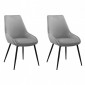 Lot de 2 chaises en velours gris et piètement en métal noir - JAZZY|Chaise|Meuble et moi