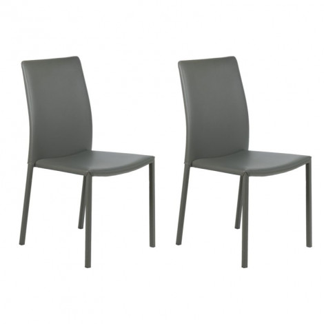Lot de 2 chaises empilables en simili gris et 4 pieds en acier - LUFY|Chaise|Meuble et moi
