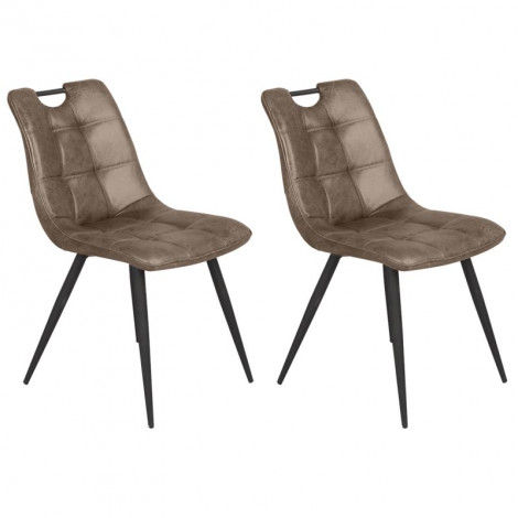 Lot de 2 chaises aspect simili marron vieilli piétement métal - MUSE|Chaise|Meuble et moi
