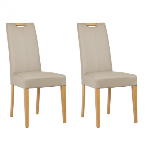 Lot de 2 chaises en simili beige et pieds chêne massif - FABIA|Chaise|Meuble et moi