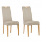 Lot de 2 chaises en simili beige et pieds chêne massif - FABIA|Chaise|Meuble et moi
