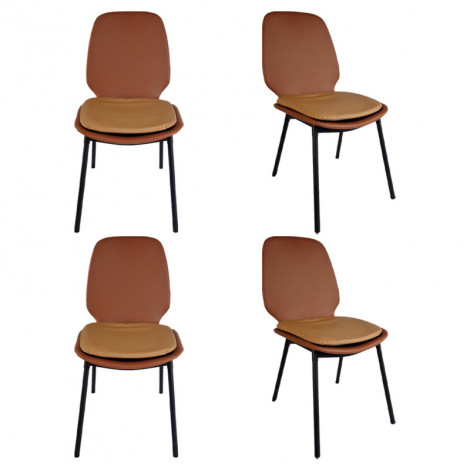 Lot de 4 chaises en simili marron pieds métal noir - RUZAN|Chaise|Meuble et moi