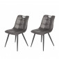 Lot de 2 chaises simili noir vieilli vintage piétement métal - MUSE|Chaise|Meuble et moi