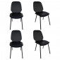 Lot de 4 chaises en simili noir pieds métal noir - RUZAN|Chaise|Meuble et moi