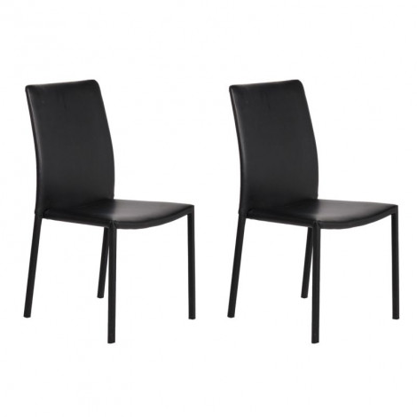 Lot de 2 chaises empilables en simili noir et 4 pieds en acier - LUFY|Chaise|Meuble et moi