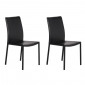 Lot de 2 chaises empilables en simili noir et 4 pieds en acier - LUFY|Chaise|Meuble et moi