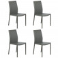 Lot de 4 chaises empilables en simili gris et 4 pieds en acier - LUFY|Chaise|Meuble et moi
