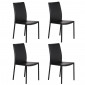 Lot de 4 chaises empilables en simili noir et 4 pieds en acier - LUFY|Chaise|Meuble et moi