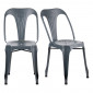 Lot de 2 chaises métal gris avec perforations sur l'assise - METALICA|Chaise|Meuble et moi