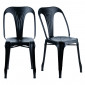 Lot de 2 chaises métal noir avec perforations sur l'assise - METALICA|Chaise|Meuble et moi