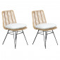 Lot de 2 chaises en rotin naturel avec coussins et pieds métal - KANDY|Chaise|Meuble et moi