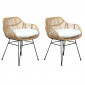 Lot de 2 fauteuils en rotin avec coussin et pieds métal noir - IBIZA|Chaise|Meuble et moi