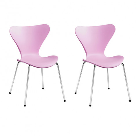 2 chaises roses empilables piétement chromé - Pop|Chaise|Meuble et moi