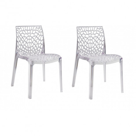 Lot 2 chaises ajourées empilables Transparentes - GRUYER|Chaise|Meuble et moi