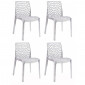 Lot 4 chaises ajourées empilables Transparentes - GRUYER|Chaise|Meuble et moi