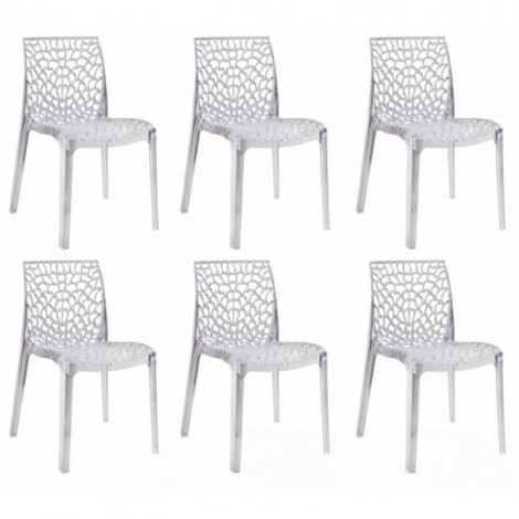 Lot 6 chaises ajourées empilables Transparentes - GRUYER|Chaise|Meuble et moi