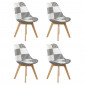 Lot 4 chaises scandinave en tissu patchwork motif noir et blanc - LIDY|Chaise|Meuble et moi
