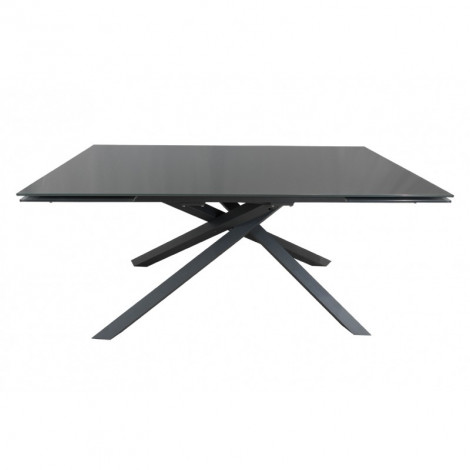 Table extensible 160 à 240 cm plateau en verre gris pieds étoile - ESTRELLA|Table|Meuble et moi