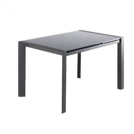 Table extensible 120 à 180 cm plateau verre gris et piétement acier - MYSTIC|Table|Meuble et moi