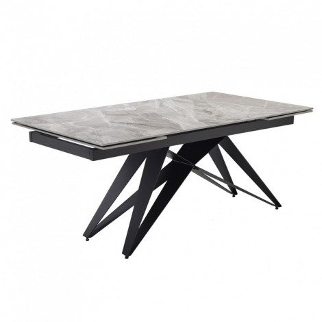 Table extensible 160/240 cm céramique gris marbré pied géométrique - DAKOTA 03|Table|Meuble et moi